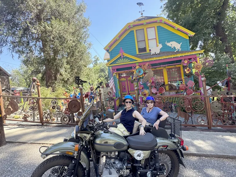 Visitors on a sidecar tour